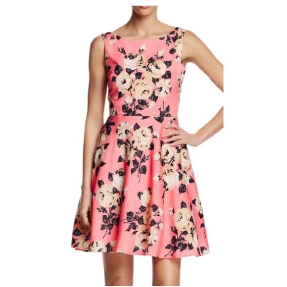 Betsey Johnson Dresses & Skirts - Betsey Johnson Pink Floral Fit and Flare Pleated Mini Dress Size 6